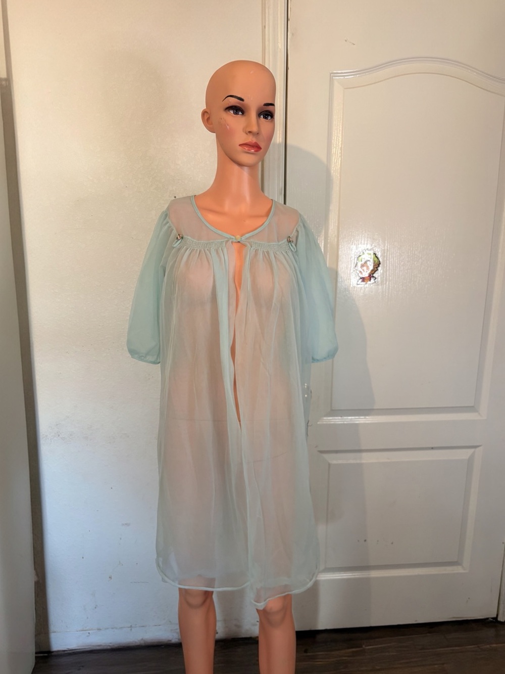 Sheer Mint Peignoir Robe - Women's Intimates Carol Brent